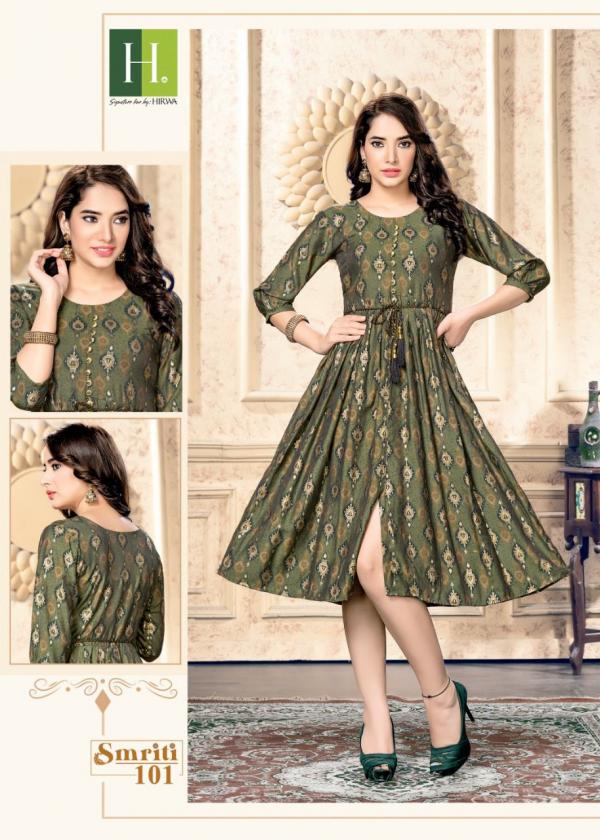 Hirwa Smriti Heavy Muslin Print Ghera Kurti Collection 